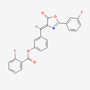 molecular formula C23H13F2NO4 B5034880 3-{(Z)-[2-(3-fluorophenyl)-5-oxo-1,3-oxazol-4(5H)-ylidene]methyl}phenyl 2-fluorobenzoate 