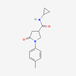 molecular formula C15H18N2O2 B5035037 N-cyclopropyl-1-(4-methylphenyl)-5-oxopyrrolidine-3-carboxamide 