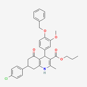 molecular formula C34H34ClNO5 B5035141 Propyl 4-[4-(benzyloxy)-3-methoxyphenyl]-7-(4-chlorophenyl)-2-methyl-5-oxo-1,4,5,6,7,8-hexahydroquinoline-3-carboxylate 
