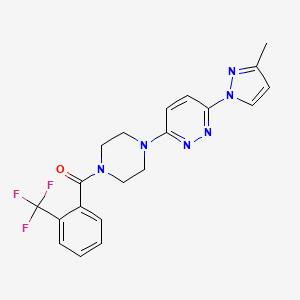 molecular formula C20H19F3N6O B5035199 3-(3-methyl-1H-pyrazol-1-yl)-6-{4-[2-(trifluoromethyl)benzoyl]piperazin-1-yl}pyridazine 