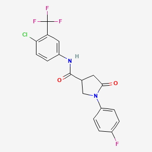 molecular formula C18H13ClF4N2O2 B5035472 N-[4-chloro-3-(trifluoromethyl)phenyl]-1-(4-fluorophenyl)-5-oxopyrrolidine-3-carboxamide 