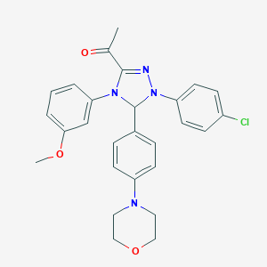 molecular formula C27H27ClN4O3 B503555 1-{1-(4-chlorophenyl)-4-(3-methoxyphenyl)-5-[4-(4-morpholinyl)phenyl]-4,5-dihydro-1H-1,2,4-triazol-3-yl}ethanone 