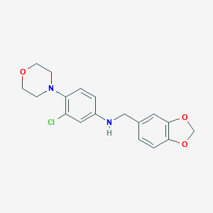 molecular formula C18H19ClN2O3 B503556 N-(2H-1,3-BENZODIOXOL-5-YLMETHYL)-3-CHLORO-4-(MORPHOLIN-4-YL)ANILINE 
