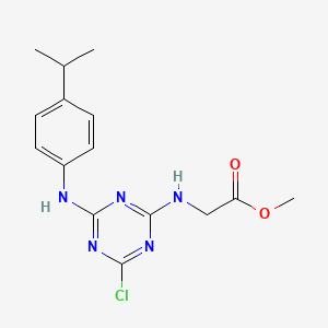 molecular formula C15H18ClN5O2 B5035584 Methyl 2-[[4-chloro-6-(4-propan-2-ylanilino)-1,3,5-triazin-2-yl]amino]acetate 