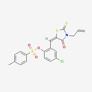 molecular formula C20H16ClNO4S3 B5035681 [4-chloro-2-[(E)-(4-oxo-3-prop-2-enyl-2-sulfanylidene-1,3-thiazolidin-5-ylidene)methyl]phenyl] 4-methylbenzenesulfonate 