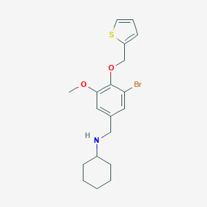 molecular formula C19H24BrNO2S B503584 N-({3-BROMO-5-METHOXY-4-[(THIOPHEN-2-YL)METHOXY]PHENYL}METHYL)CYCLOHEXANAMINE 
