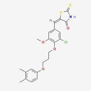 molecular formula C22H22ClNO4S2 B5035913 (5E)-5-[[3-chloro-4-[3-(3,4-dimethylphenoxy)propoxy]-5-methoxyphenyl]methylidene]-2-sulfanylidene-1,3-thiazolidin-4-one 