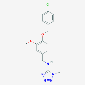 molecular formula C17H18ClN5O2 B503596 N-({4-[(4-CHLOROPHENYL)METHOXY]-3-METHOXYPHENYL}METHYL)-1-METHYL-1,2,3,4-TETRAZOL-5-AMINE 
