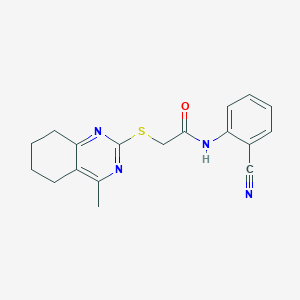 molecular formula C18H18N4OS B5036114 N-(2-cyanophenyl)-2-[(4-methyl-5,6,7,8-tetrahydroquinazolin-2-yl)sulfanyl]acetamide 
