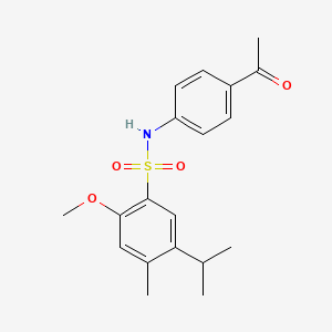 molecular formula C19H23NO4S B5036124 N-(4-acetylphenyl)-2-methoxy-4-methyl-5-(propan-2-yl)benzenesulfonamide 