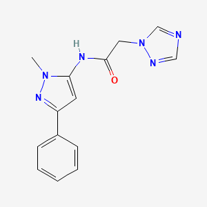 molecular formula C14H14N6O B5036157 N-(2-methyl-5-phenylpyrazol-3-yl)-2-(1,2,4-triazol-1-yl)acetamide 