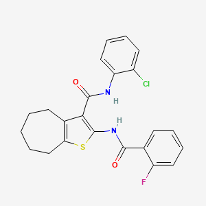molecular formula C23H20ClFN2O2S B5036203 N-(2-Chlorophenyl)-2-(2-fluorobenzamido)-4H,5H,6H,7H,8H-cyclohepta[B]thiophene-3-carboxamide 