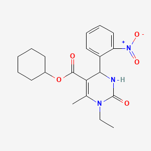 molecular formula C20H25N3O5 B5036273 Cyclohexyl 1-ethyl-6-methyl-4-(2-nitrophenyl)-2-oxo-1,2,3,4-tetrahydropyrimidine-5-carboxylate CAS No. 5757-62-0