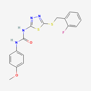molecular formula C17H15FN4O2S2 B5036345 1-{5-[(2-Fluorobenzyl)sulfanyl]-1,3,4-thiadiazol-2-yl}-3-(4-methoxyphenyl)urea 