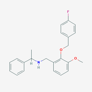 molecular formula C23H24FNO2 B503652 N-{2-[(4-fluorobenzyl)oxy]-3-methoxybenzyl}-1-phenylethanamine 