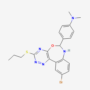 molecular formula C21H22BrN5OS B5036795 N-{4-[10-Bromo-3-(propylsulfanyl)-6,7-dihydro[1,2,4]triazino[5,6-D][3,1]benzoxazepin-6-YL]phenyl}-N,N-dimethylamine 