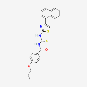 molecular formula C24H21N3O2S2 B5036830 N-{[4-(naphthalen-1-yl)-1,3-thiazol-2-yl]carbamothioyl}-4-propoxybenzamide 