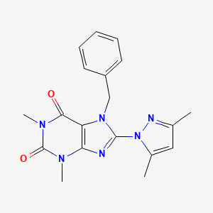 molecular formula C19H20N6O2 B5036908 7-benzyl-8-(3,5-dimethyl-1H-pyrazol-1-yl)-1,3-dimethyl-1H-purine-2,6(3H,7H)-dione 