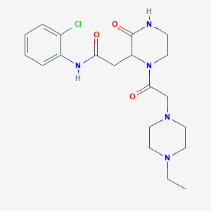 molecular formula C20H28ClN5O3 B5037088 N-(2-chlorophenyl)-2-{1-[(4-ethylpiperazin-1-yl)acetyl]-3-oxopiperazin-2-yl}acetamide 