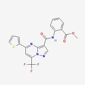 molecular formula C20H13F3N4O3S B5037202 METHYL 2-[5-(THIOPHEN-2-YL)-7-(TRIFLUOROMETHYL)PYRAZOLO[1,5-A]PYRIMIDINE-3-AMIDO]BENZOATE 