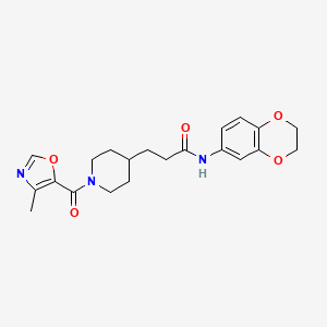 molecular formula C21H25N3O5 B5037650 N-(2,3-dihydro-1,4-benzodioxin-6-yl)-3-{1-[(4-methyl-1,3-oxazol-5-yl)carbonyl]-4-piperidinyl}propanamide 