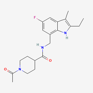 molecular formula C20H26FN3O2 B5037876 1-acetyl-N-[(2-ethyl-5-fluoro-3-methyl-1H-indol-7-yl)methyl]piperidine-4-carboxamide 