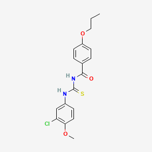 molecular formula C18H19ClN2O3S B5038103 N-[(3-chloro-4-methoxyphenyl)carbamothioyl]-4-propoxybenzamide 