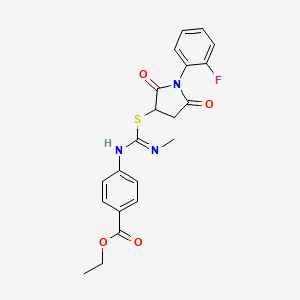 molecular formula C21H20FN3O4S B5038250 ethyl 4-[[C-[1-(2-fluorophenyl)-2,5-dioxopyrrolidin-3-yl]sulfanyl-N-methylcarbonimidoyl]amino]benzoate 