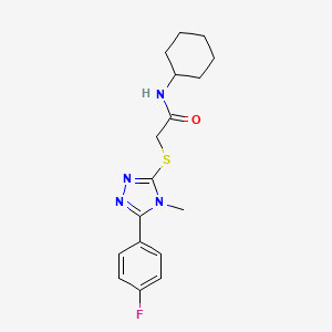 molecular formula C17H21FN4OS B5038452 N-cyclohexyl-2-{[5-(4-fluorophenyl)-4-methyl-4H-1,2,4-triazol-3-yl]sulfanyl}acetamide 