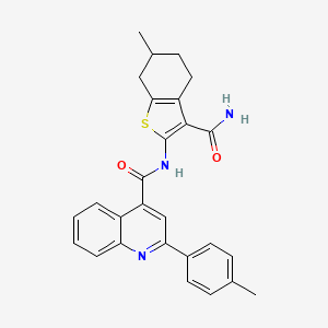 molecular formula C27H25N3O2S B5038496 N-(3-carbamoyl-6-methyl-4,5,6,7-tetrahydro-1-benzothiophen-2-yl)-2-(4-methylphenyl)quinoline-4-carboxamide 