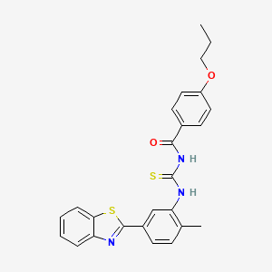 molecular formula C25H23N3O2S2 B5038576 N-{[5-(1,3-benzothiazol-2-yl)-2-methylphenyl]carbamothioyl}-4-propoxybenzamide 