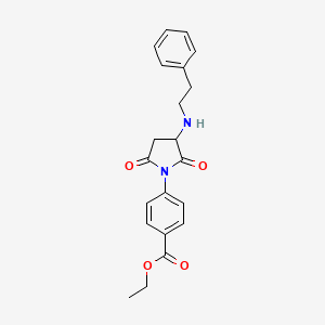 molecular formula C21H22N2O4 B5038779 Ethyl 4-{2,5-dioxo-3-[(2-phenylethyl)amino]pyrrolidin-1-yl}benzoate 