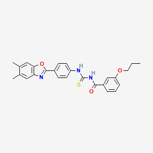 molecular formula C26H25N3O3S B5039083 N-{[4-(5,6-dimethyl-1,3-benzoxazol-2-yl)phenyl]carbamothioyl}-3-propoxybenzamide 