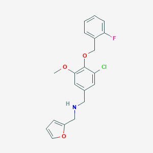 molecular formula C20H19ClFNO3 B503911 N-{3-chloro-4-[(2-fluorobenzyl)oxy]-5-methoxybenzyl}-N-(2-furylmethyl)amine 