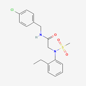 molecular formula C18H21ClN2O3S B5039199 N~1~-(4-chlorobenzyl)-N~2~-(2-ethylphenyl)-N~2~-(methylsulfonyl)glycinamide 