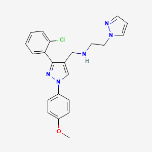 molecular formula C22H22ClN5O B5039226 N-{[3-(2-chlorophenyl)-1-(4-methoxyphenyl)-1H-pyrazol-4-yl]methyl}-2-(1H-pyrazol-1-yl)ethanamine 