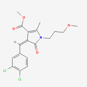 molecular formula C18H19Cl2NO4 B5039250 METHYL (4Z)-4-[(3,4-DICHLOROPHENYL)METHYLIDENE]-1-(3-METHOXYPROPYL)-2-METHYL-5-OXO-4,5-DIHYDRO-1H-PYRROLE-3-CARBOXYLATE 