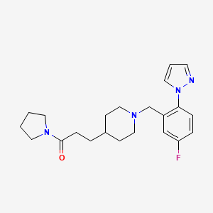 1-[5-fluoro-2-(1H-pyrazol-1-yl)benzyl]-4-[3-oxo-3-(1-pyrrolidinyl)propyl]piperidine