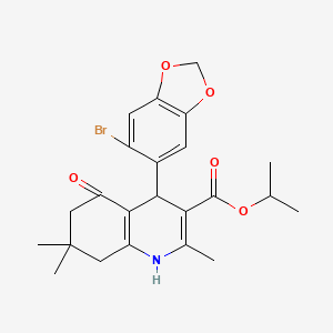 molecular formula C23H26BrNO5 B5039371 Isopropyl 4-(6-bromobenzo[d][1,3]dioxol-5-yl)-2,7,7-trimethyl-5-oxo-1,4,5,6,7,8-hexahydroquinoline-3-carboxylate 