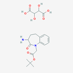molecular formula C20H28N2O9 B050394 tert-Butyl 3S-amino-2,3,4,5-tetrahydro-1H-[1]benaepin-2-one-1-acetate tartrate CAS No. 117770-66-8