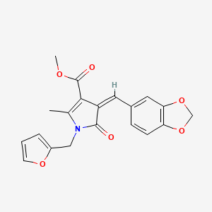 molecular formula C20H17NO6 B5039488 METHYL (4Z)-4-[(2H-1,3-BENZODIOXOL-5-YL)METHYLIDENE]-1-[(FURAN-2-YL)METHYL]-2-METHYL-5-OXO-4,5-DIHYDRO-1H-PYRROLE-3-CARBOXYLATE 