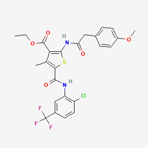 molecular formula C25H22ClF3N2O5S B5039516 ETHYL 5-{[2-CHLORO-5-(TRIFLUOROMETHYL)PHENYL]CARBAMOYL}-2-[2-(4-METHOXYPHENYL)ACETAMIDO]-4-METHYLTHIOPHENE-3-CARBOXYLATE 