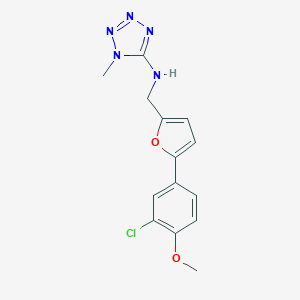 molecular formula C14H14ClN5O2 B503966 N-{[5-(3-CHLORO-4-METHOXYPHENYL)FURAN-2-YL]METHYL}-1-METHYL-1H-1,2,3,4-TETRAZOL-5-AMINE 