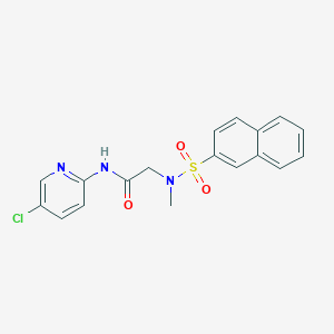 molecular formula C18H16ClN3O3S B5039947 N-(5-chloropyridin-2-yl)-2-[methyl(naphthalen-2-ylsulfonyl)amino]acetamide 