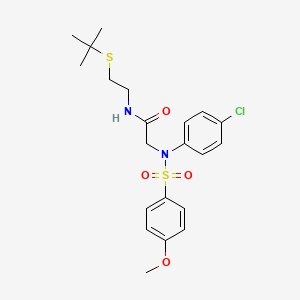molecular formula C21H27ClN2O4S2 B5040174 N~1~-[2-(tert-butylthio)ethyl]-N~2~-(4-chlorophenyl)-N~2~-[(4-methoxyphenyl)sulfonyl]glycinamide 