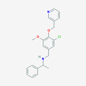 molecular formula C22H23ClN2O2 B504029 N-[3-chloro-5-methoxy-4-(pyridin-3-ylmethoxy)benzyl]-1-phenylethanamine 