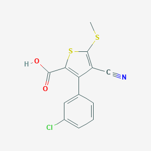 molecular formula C13H8ClNO2S2 B050403 3-(3-Chlorophenyl)-4-cyano-5-(methylthio)thiophene-2-carboxylic acid CAS No. 116493-00-6