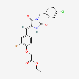 molecular formula C21H18BrClN2O5 B5040708 ethyl (2-bromo-4-{(Z)-[1-(4-chlorobenzyl)-2,5-dioxoimidazolidin-4-ylidene]methyl}phenoxy)acetate 
