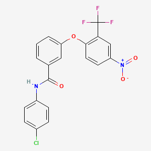 molecular formula C20H12ClF3N2O4 B5040883 N-(4-chlorophenyl)-3-[4-nitro-2-(trifluoromethyl)phenoxy]benzamide 