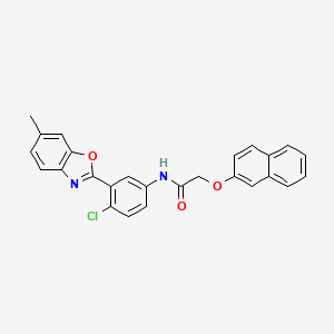 molecular formula C26H19ClN2O3 B5040893 N-[4-chloro-3-(6-methyl-1,3-benzoxazol-2-yl)phenyl]-2-(naphthalen-2-yloxy)acetamide 